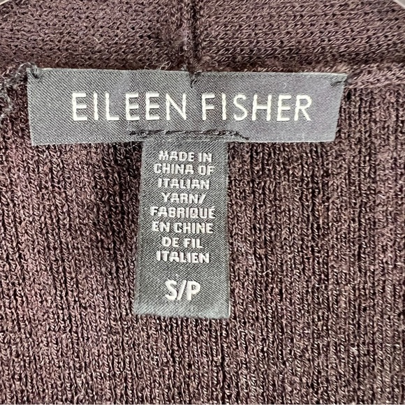 EILEEN FISHER Dark Brown ribbed duster sweater. Long sleeves, two pockets. SP - Picture 4 of 5